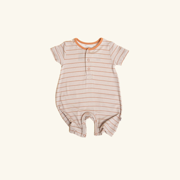 Romper Pocket - Short Sleeve- Clay Stripe Romper Halo & Horns 3-6 months 